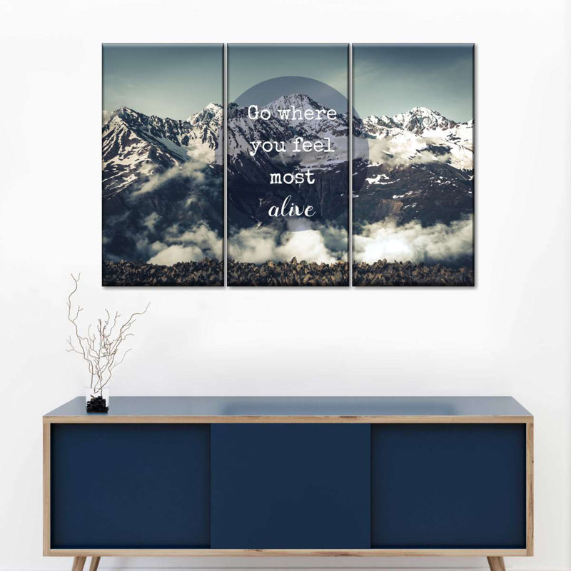 «Most Alive», ensemble de 3 citations sur toile, H 24 po x l 38 po x P 1,25 po
