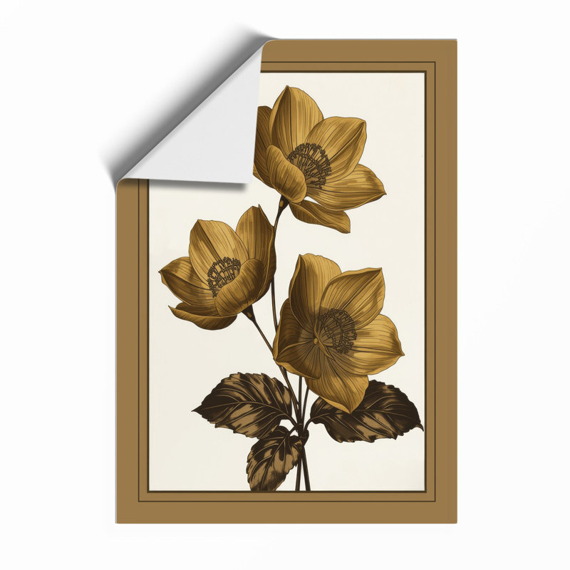 Three Golden Blooms Botanical - Print, Unframed, A1 - 84.1 x 59.4 cm