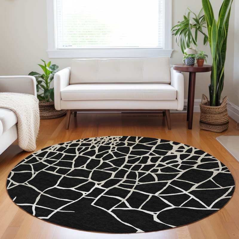 Tapis noir intérieur / extérieur lavable nazira - , 8 pi x 8 pi