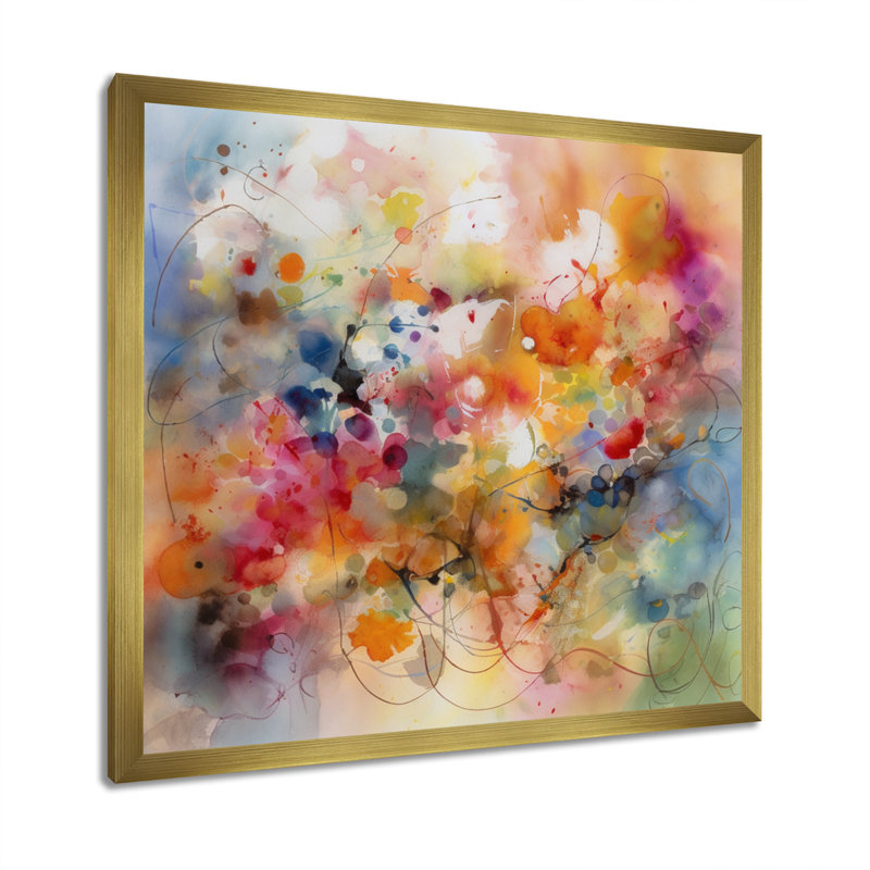 «Colorful Transformations Of Flow I» sur toile, H 16 po x l 16 po x P 1 po, Encadrement doré