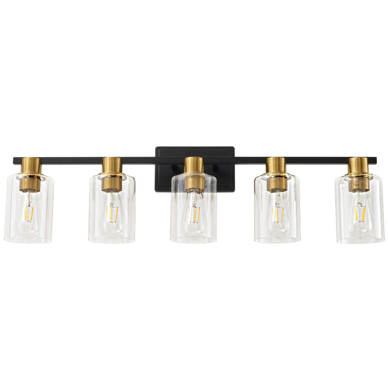 Middlewich 5 - Light Dimmable Vanity Light Mirror Headlights, Black/Gold