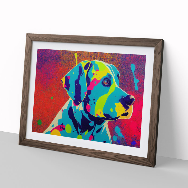 Colourful Dog Vol.2 Abstract - Framed Print, 25cm H x 34cm W x 2cm D, Walnut