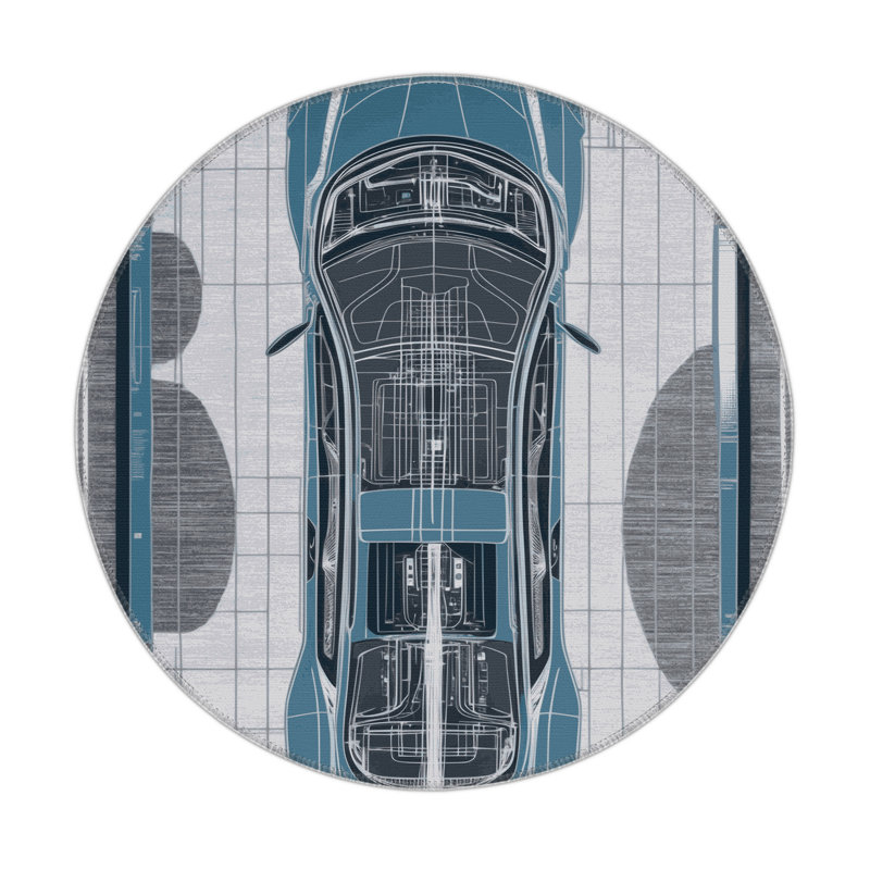 Tapis intérieur et extérieur gris Transport, Rond 5 pi