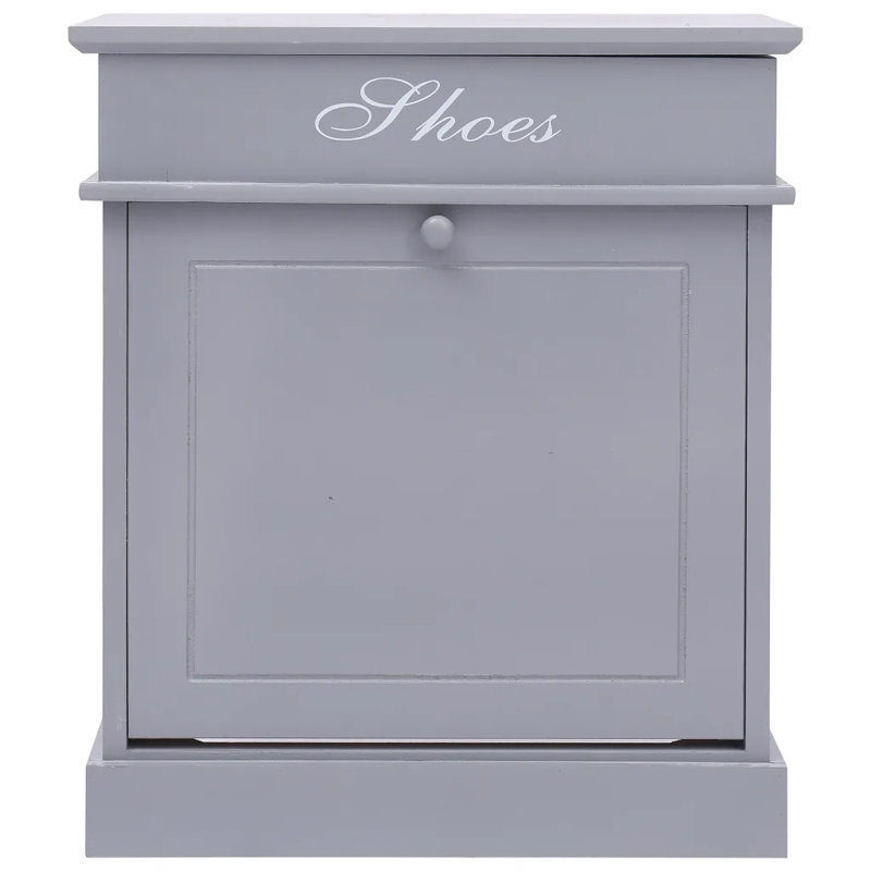 2 Pair Solid Wood Flip Down Shoe Storage, Grey
