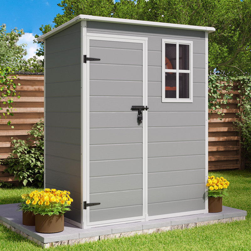 5ft x 3ft Gray Resin Outdoor Storage Shed with Windows