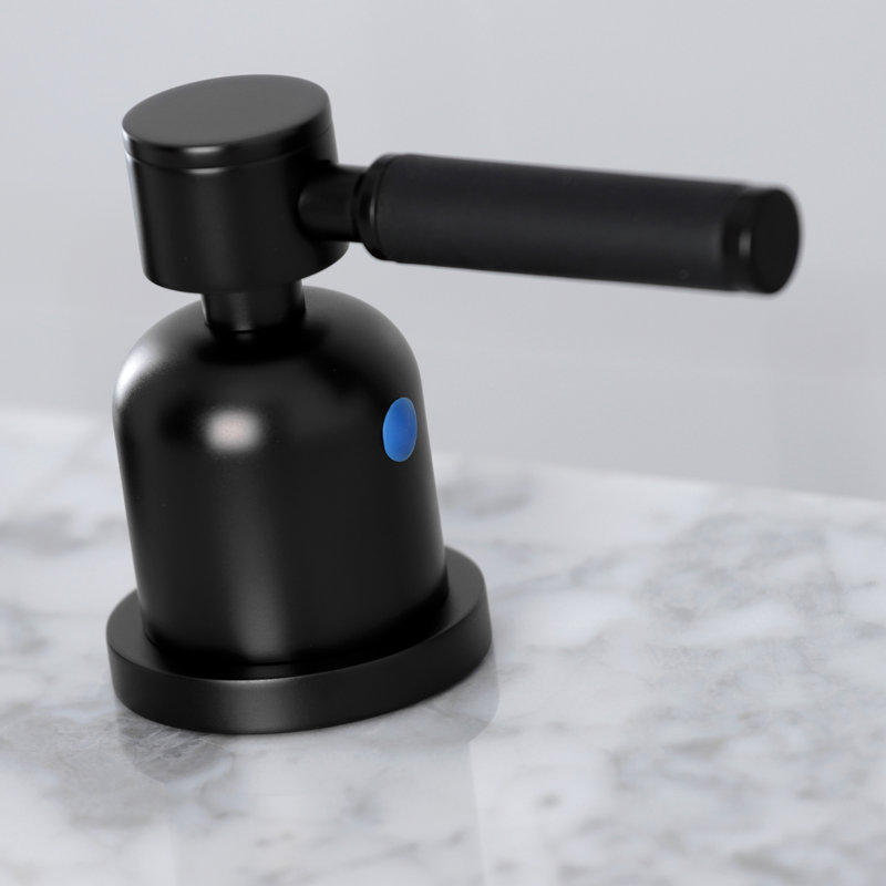 Kingston Brass Kaiser Two-Handle 3-Hole Deck Mount Widespread Bathroom Faucet with Brass Pop-Up Drain, Matte Black