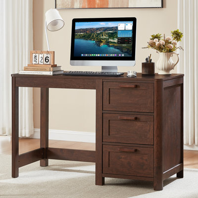 Bureau de direction 48 po avec rangement, bureau à domicile en bois avec tiroir et poignée rétro, grand bureau d'ordinateur pour bureau, chambre à coucher, salon