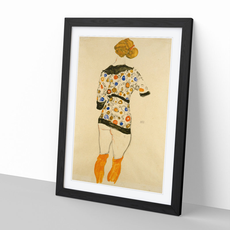 Nude Female Vol.2 by Egon Schiele - Picture Frame Painting, Black Framed, 48cm H x 36cm W x 2cm D