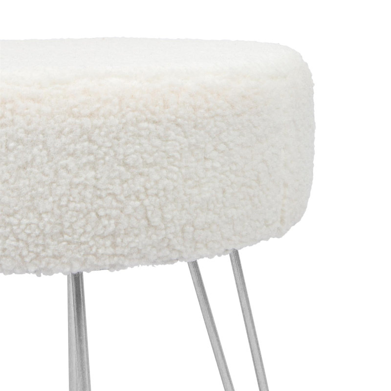 Harbour Housewares - Round Boucle Footstool, Silver