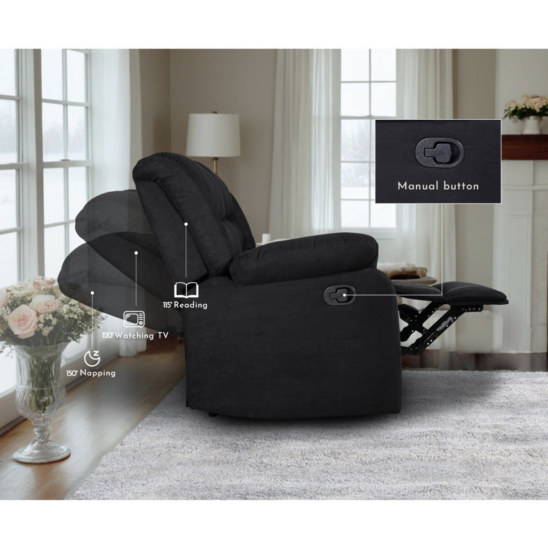 Frithiof Living Room Set 3-Piece Microfiber Manual Recliner Couch Set With Two 1-Seat Recliners,3-Seat Recliner, Drop Table & Cup Holders