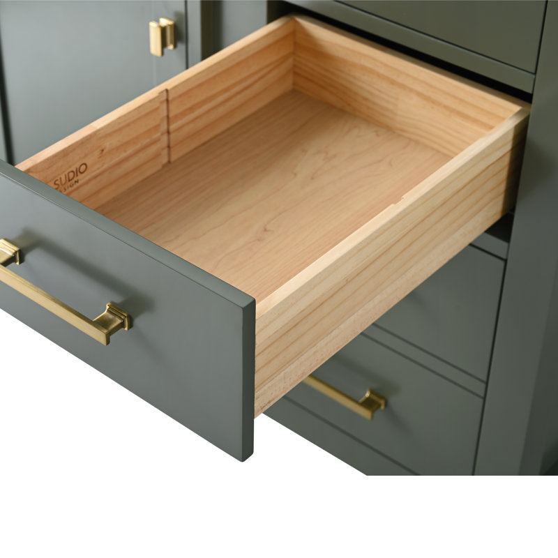 Trevor 36" W Single Vanity, Vintage Green/Brushed Gold