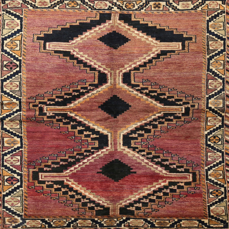 Tapis oriental multicolore tissé à la machine Oriental, Carré 7 pi