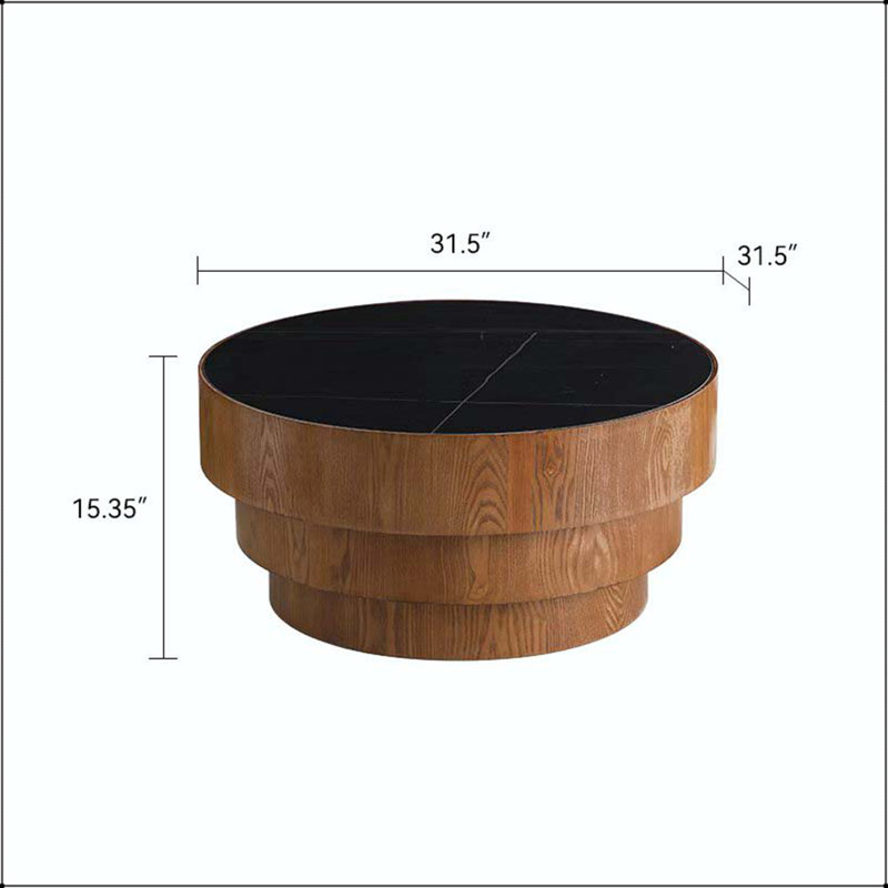 Table basse 31,5 "avec plateau en pierre frittée, Black