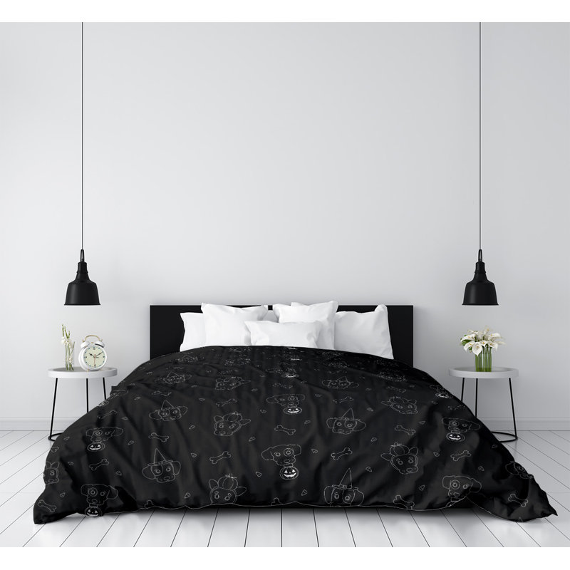 Housse de couette simple halloween, Housse de couette pour très grand lit, Microfibre, Noir