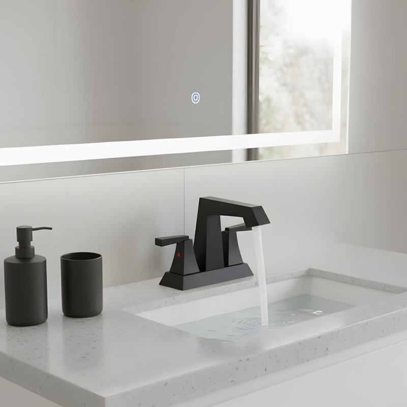 Robinet de lavabo de salle de bain moderne à 2 poignées, Noir mat