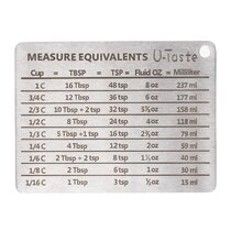  U-Taste Professional Measurement Conversion Chart Refrigerator  Magnet in 18/8 Stainless Steel, Conversions for Cups, Tablespoons,  Teaspoons, Fluid Oz and Milliliters: Home & Kitchen