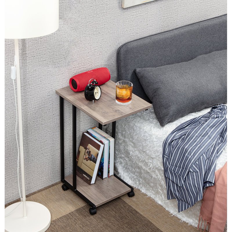 Edgecliff C-Shaped Tray Table – Sturdy Couch Desk for Laptop, Food & Reading, Gray/Black