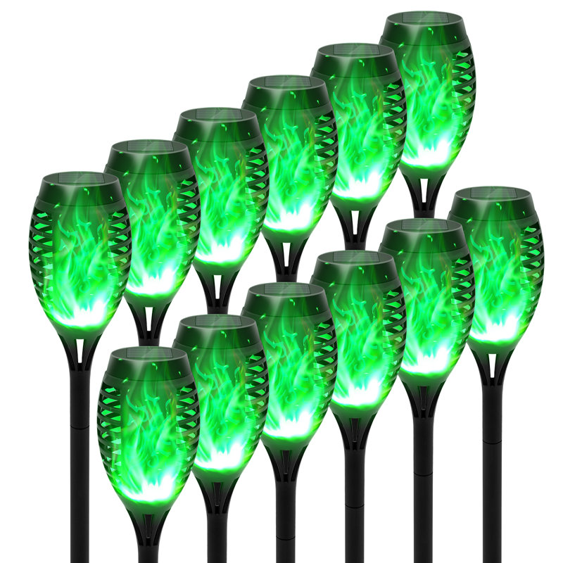 The Holiday Aisle® 12pièces torches solaires extérieures pour la décoration de jardin, Vert