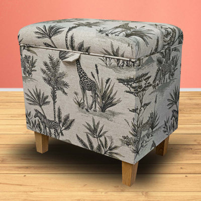 Rectangle Floral Ottoman with Storage