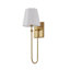 Applique murale articulée dorée 1 lumière avec abat-jour en tissu