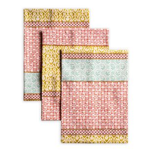 Maison D' Hermine Indian Floral 100% Cotton Set Of 3 Multi-Purpose