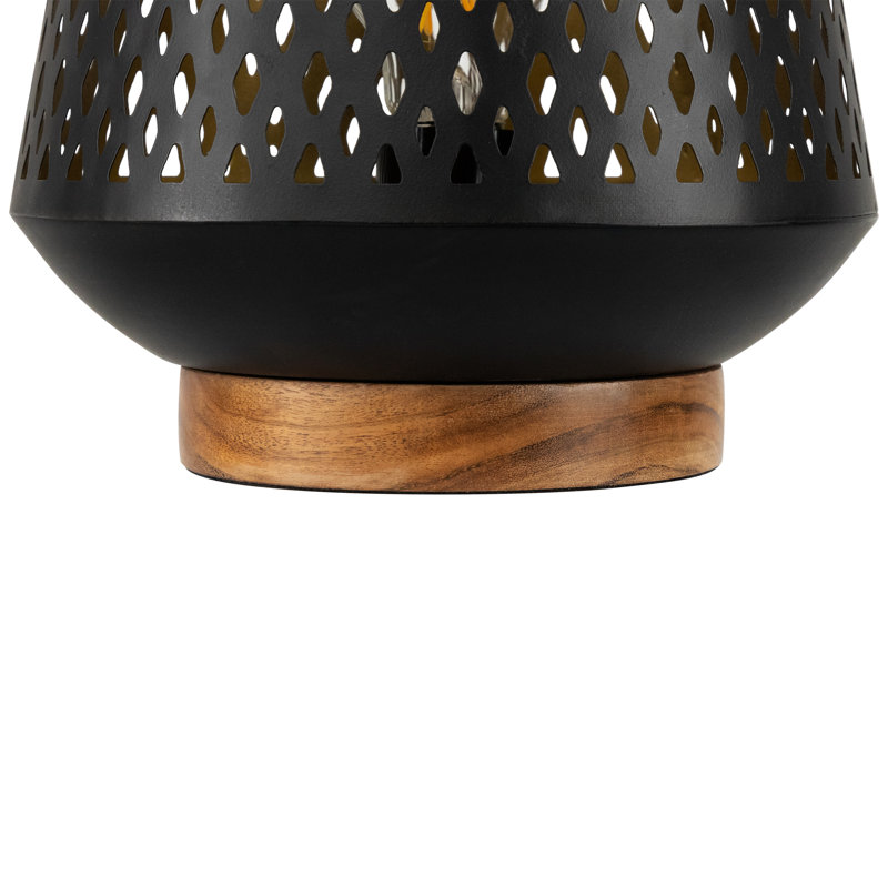 Laser-Cut Diamond Pattern Iron Table Lamp With Base - 11" - Black