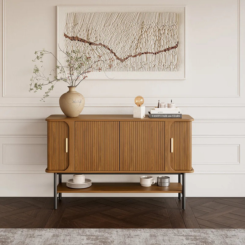 Buffet 54 po Mid-Century moderne en noyer, buffet avec tiroirs, crédence d'entrée