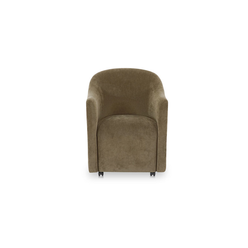 Denice Rolling Dining Arm Chair, Green Polyester