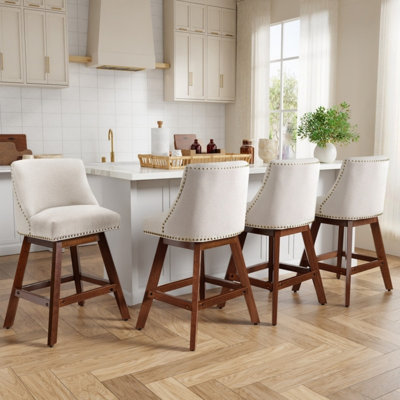 Tabourets de bar pivotants en tissu (lot de 4)