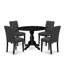 L'ensemble de salle à manger comprend une table ronde et 4 chaises de salle à manger en polyester gris foncé avec dossier élégant - Noir brossé   -757701689-757701693