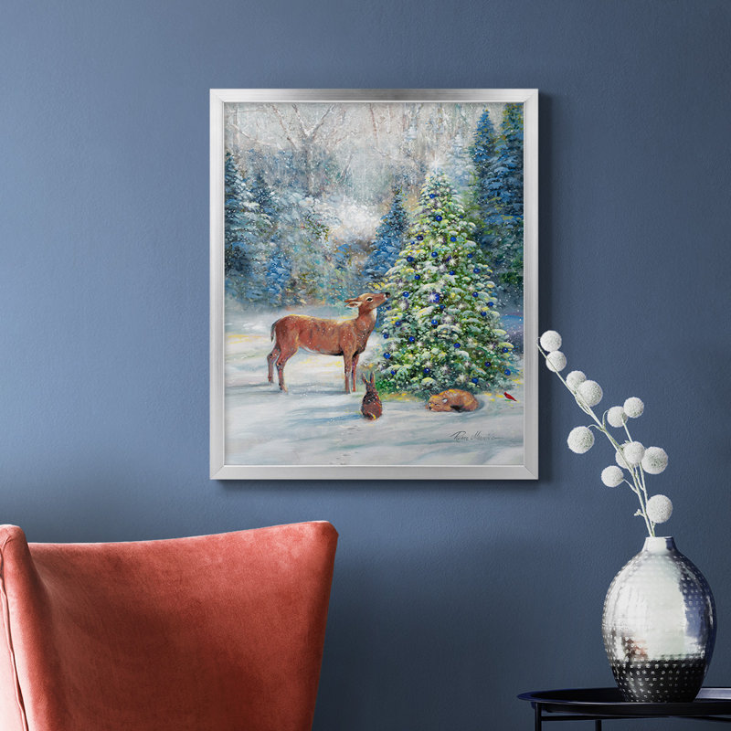 Toile encadrée de qualité supérieure Winter Gathering - prête à être accrochée, H 24 po x l 20 po, Argent