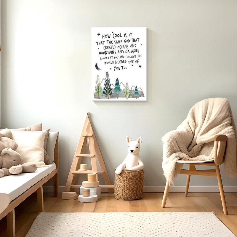 Christian Nursery Wall Art - Mountain Pictures Baby Boy Nursery Decor, Inspirational Religious Decor, Toddler Boy Room Decor, Faith Paintings, Christening Gifts For Boys 12X16 Inch