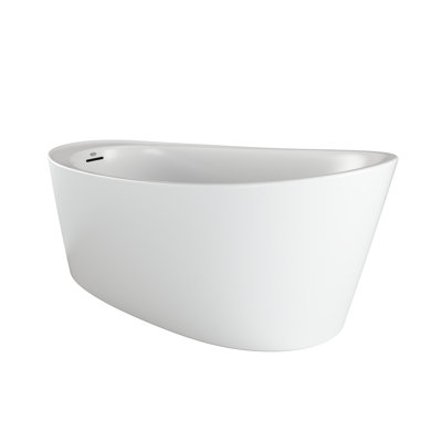 BRIA® 6734 Deck Mount Compatible Acrylic Freestanding Soaking Slipper Bath End Drain White with Chrome & White Toe Tap Drains