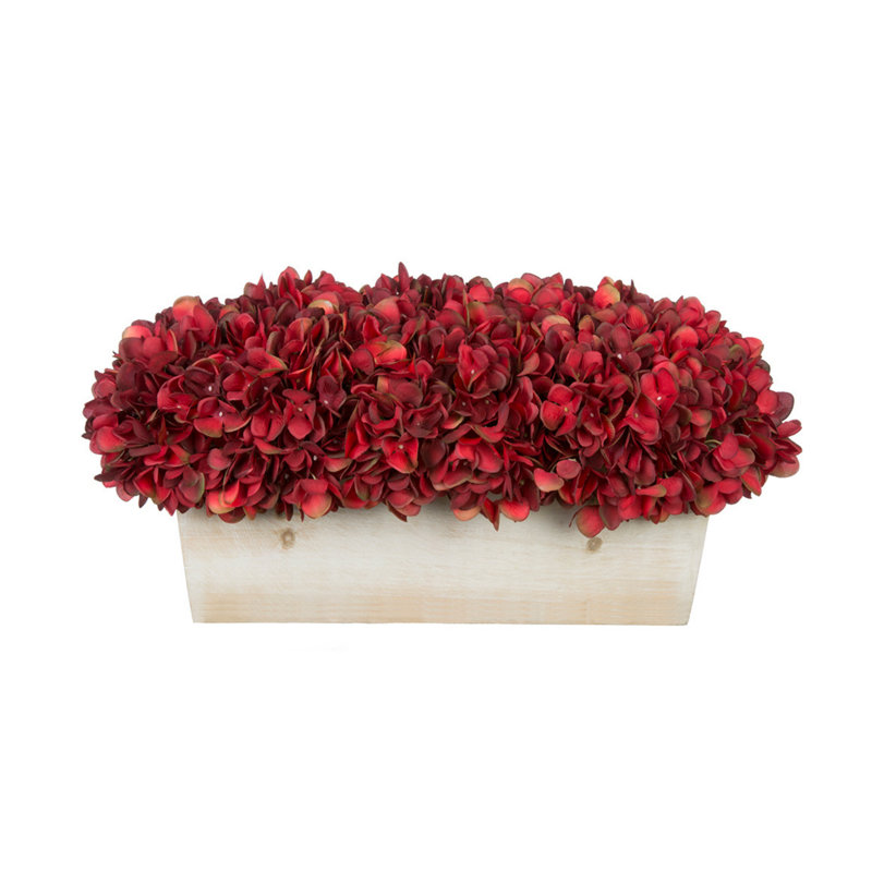 Arrangement d'hortensias bourgogne en tissu synthétique en pot, Bourgogne, Beige