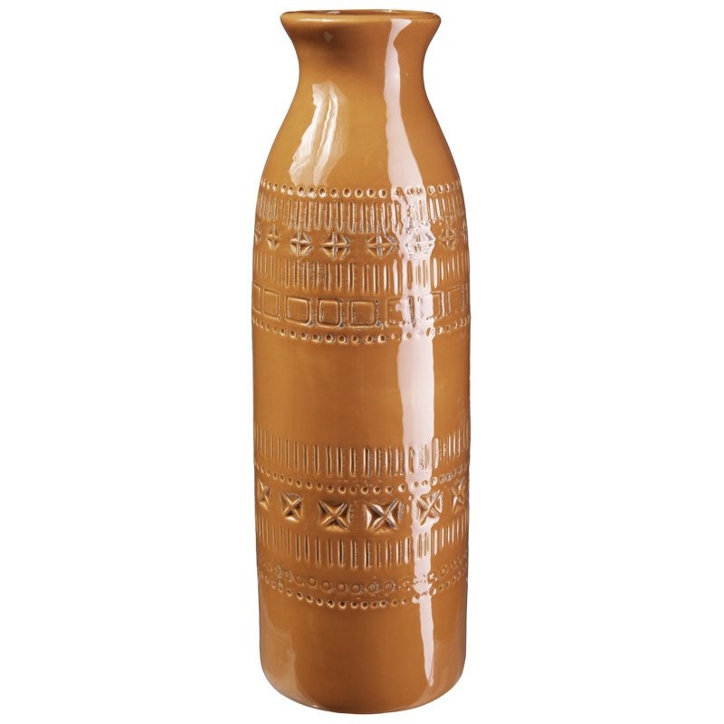 Vase de table en céramique Avichai, Orange, H 14 po x l 4,5 po x P 4,5 po