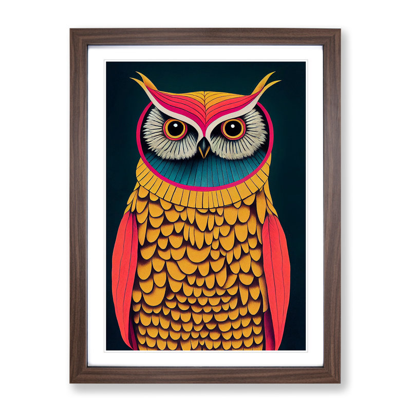 XV1022-612X An Imaginative Owl 1 Piece Single Picture Frame Wall Art, 46cm H x 34cm W, Brown