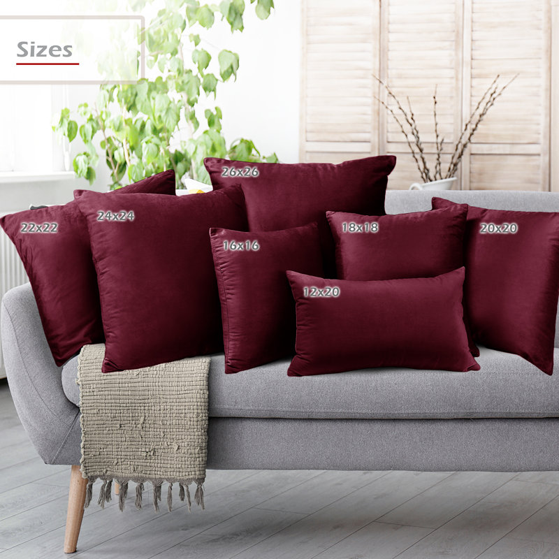 Velvet decorative Throw Pillow Cover, Burgundy Red