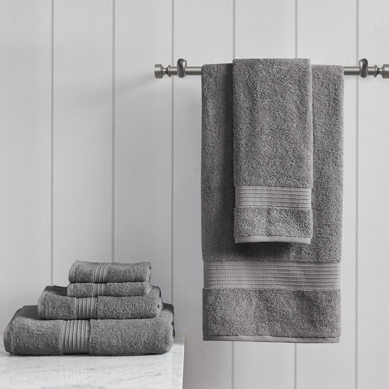 6 Piece Organic Cotton Towel Set, Bath Towels, Bath Towel Sets, Hand Towels, Towel Set, Dark Gray
