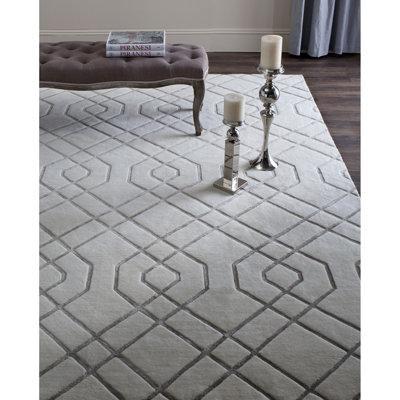 Tibetan Shag Hand Knotted Wool Geometric Rug