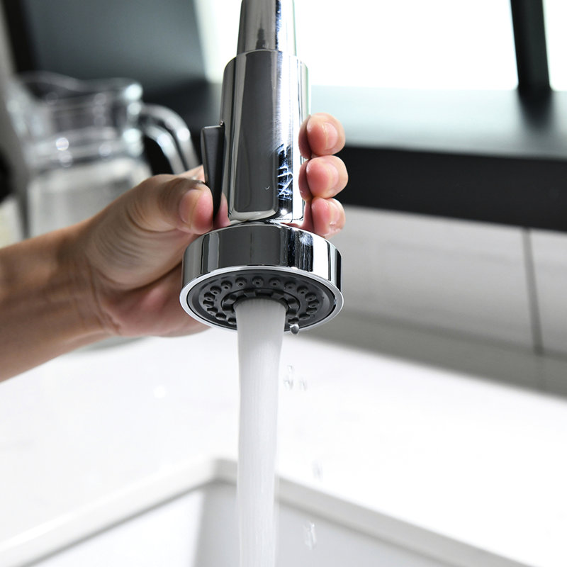 Contemporary Single Handle Lever Kitchen Faucet With Pull Down , , Spring - Down, Multifunctional, Easy Installation Commercial Hole Sink Finish, To Operate, Multifunctional Water Outlet