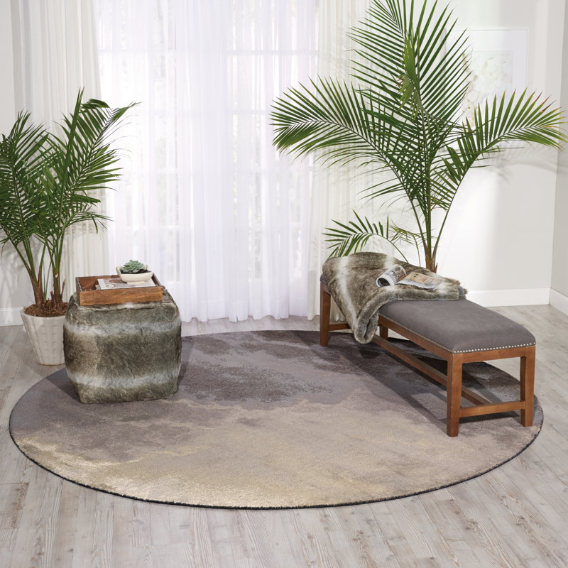 Tapis bleu/gris Antigua, Rond 8 pi