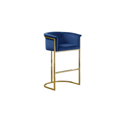 Maheer 24" Counter Stool in Velvet Upholstery and Chrome Base (Single Chair)