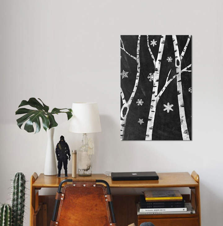« snowy birches iii » par mary urban, impression sur toile, H 26 po x l 18 po x P 1,5 po, Pas de tapis, Toile tendue