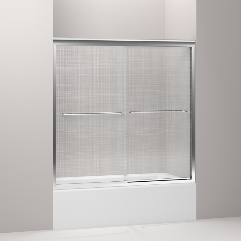 Fluence 59.63" x 58.31" Bypass Bath Door, Bright Polished Silver