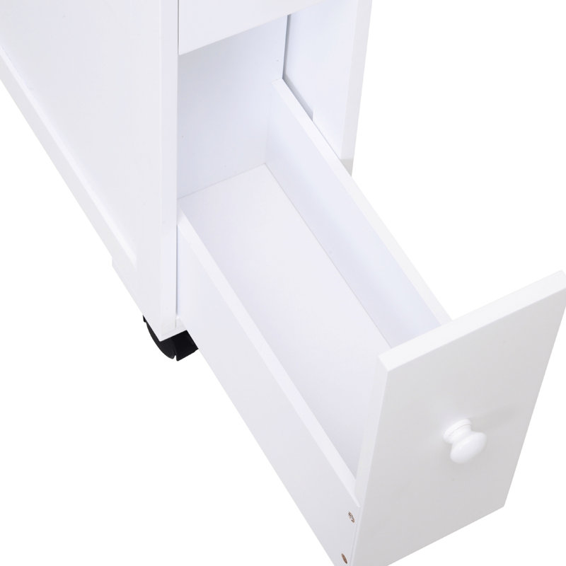 Rangement roulant pour salle de bain blanc avec tiroir et armoire