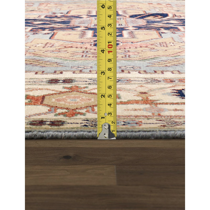 Serapi Hand Knotted Wool Oriental Area Rug, Blue/Ivory/Navy/Yellow, Rectangle 8'11" x 11'10"