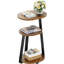 Table d'appoint, petite table de bout avec structure en métal, tables de chevet à 3 niveaux, tables d'appoint rondes pour salon, canapé-lit, salle de bain, ovale, brun rétro
