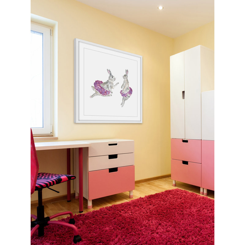 'Dancing Rabbits' by Thimble Sparrow Framed Print, 12" H x 12" W x 1.5" D