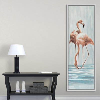 « flamant rose vii », peinture sur toile