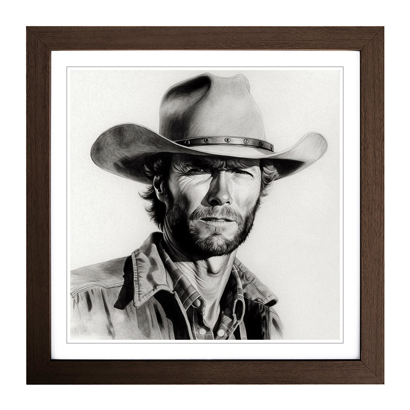 Clint Eastwood Drawing No.1 - Framed Print, Walnut